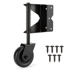 HILLMASTER 4 Inch Gate Wheel Gate Caster Kit with Spring Loaded for Wooden Fences, Heavy Duty Gate Helper Wheel Gate Support Wheel for Vinyl Swing Gates, Fit Right Gate, 220 Lbs Capacity, Black