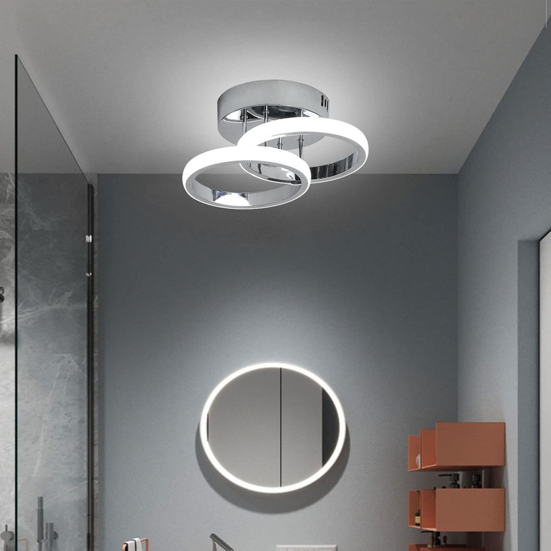 EIDISUNY LED Ceiling Light Modern Light Fixture Ceiling Silver Round