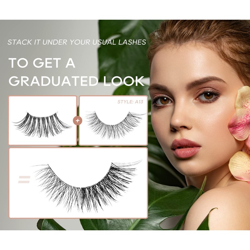 Onlyall False Eyelashes, Half Eyelashes, Natural Look, Thin Eyelashes, Transparent