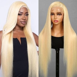 613 13x6 Lace Front Wig Human Hair 200 Density 34 Inch Blonde Wig Human Hair 613 HD Lace Frontal Wigs Human Hair 13x6 Straight Blonde Lace Front Wigs Human Hair Pre Plucked with Baby Hair for Women