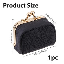 DICOSMETIC 1 x leather mini jewellery bag, black jewellery box, coin bag, small travel jewellery storage box, jewellery organiser with kiss clasp for women, necklace, bracelet