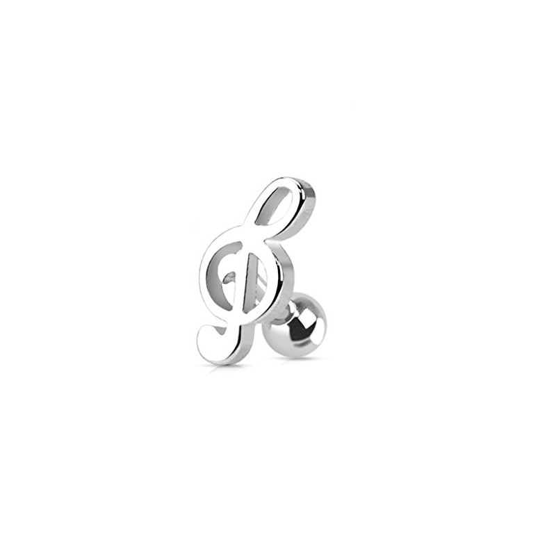 16GA Stainless Steel Treble Clef Music Note Tragus Cartilage Helix