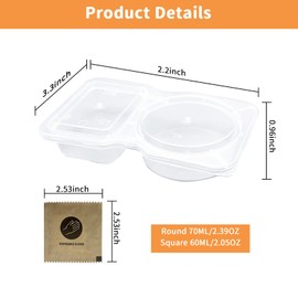 NIXNEHC 13 Sets reusable double compartment snack containers with lids,Suitable for condiments, meal preparation, sauces, tasting, and travel snacks(Includes 13 Pairs Disposable Gloves)