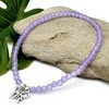 Pale Purple Frosted Glass Bead Anklet with Silver Plated Butterfly