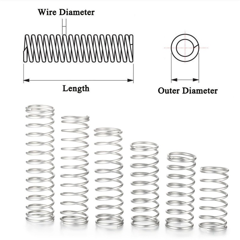 Unifizz Compression Spring,10 Pcs 304 Stainless Steel, 2mm OD, 0.3mm
