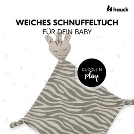 Hauck Cuddle N Play Baby Cuddle N Play, Muslin Cotton Comforter for Boys and Girls, Cuddly Toy and Comforter, Washable at 60°C, 25 x 25 cm (Zebra Sage)