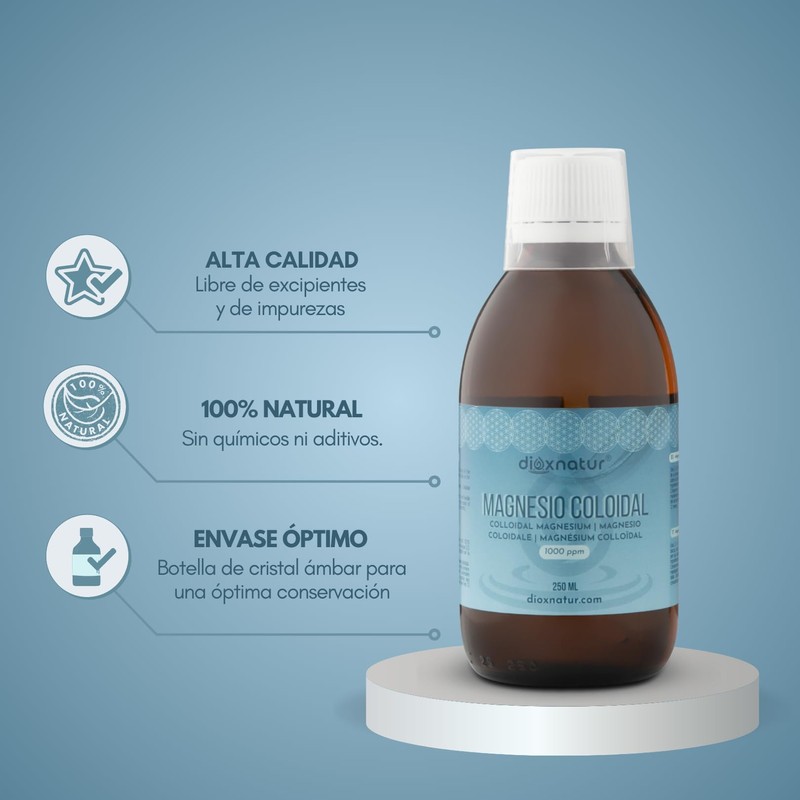 DIOXNATUR® Magnesium-Kolloid-Flüssigkeit 1000 ppm – Magnesium-Bisglycin-Lösung – 250 ml