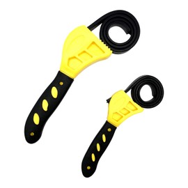 KOSTOO 2 Piece Rubber Strap Adjustable Wrenches, Multi Tool Universal Wrench Use for Any Shape Opener Tool, Car Repair Tools, Oil Filter Wrench Set, Pipe Wrench, Mechanics, Plumbers (Yellow)