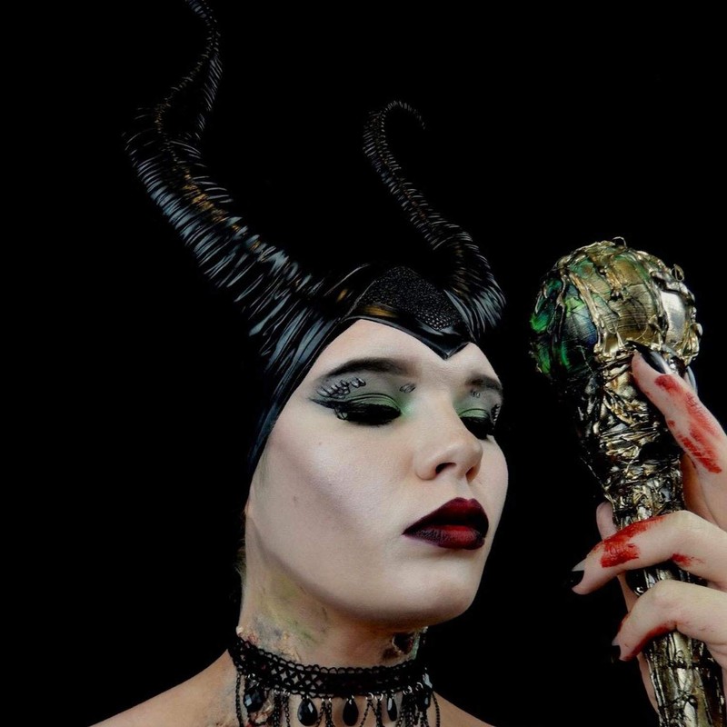 daisen Women's Black Crow Costume Feather Cape Shawl with Horns