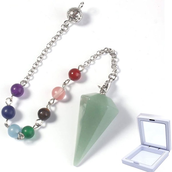 Green Aventurine Healing Crystal Pendulum,Small Pyramid Gemstone Chakra Pendant for Dowsing, Scrying, Reiki Healing Balance Meditation Divination Jewelry (Green Aventurine)