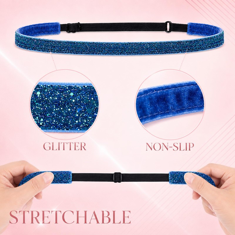 6Pcs Glitter Headbands Non Slip Running Headbands