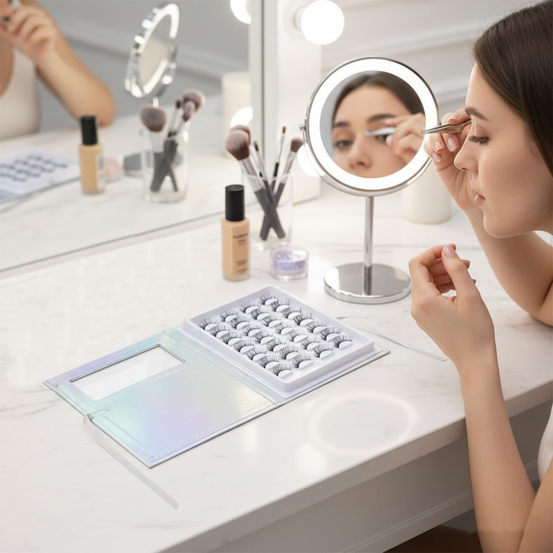 False Eyelash Organizer and Storage Case with Tweezer, Portable Lash