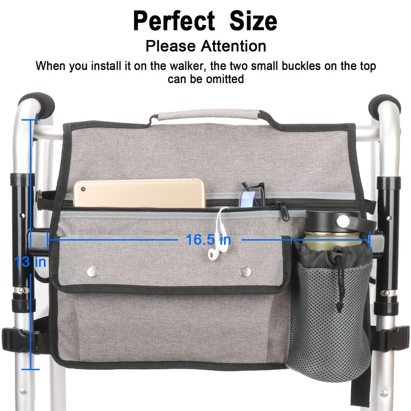 Wheelchair Organizer Storage Bag, Double-Sided Armrest Pouch with Cup Holder