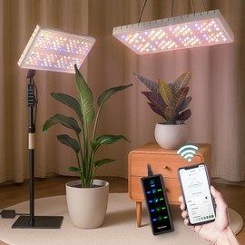 MetryGrow Grow Lights for Indoor Plants, [Smart APP & Expansive 2x2 Ft Coverage] Genuine 48Watt LED Full Spectrum Standing/Hanging Growing Plant Lamps, 8-Level Brightness, 270°Folding, 360°Rotation