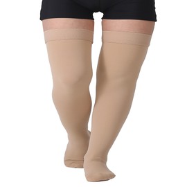 Medias de compresión TOFLY Thigh de alta compresión, opacas, firme apoyo 20 – 30 mmHg, compresión degradada con banda de silicona, medias de compresión de dedos cerrados, tratamiento de hinchazón, varicosa, Edema.