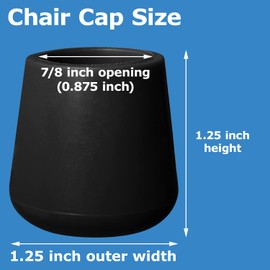 4 Rubber Chair Leg Caps 7/8 Inch Rubber Folding Chair Leg Caps, Non-Slip Chair Leg Floor Protectors for Hardwood Floors, Chair Leg Tips Caps 7/8 Inch Rubber Table Feet Cover Gripper Pads (Black)