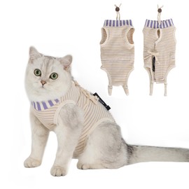 H HIDREAM Cat Clothes for Cats Only Female, Onesie for Women Spaying, Weaning, Skin Disease, Adjustable Cat Surgical Recovery Suit Gown Purple L