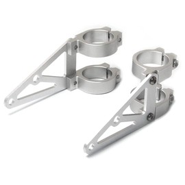 Alchemy Parts 52mm 53mm CNC Brushed Aluminium - Silver - Fork Mounted Motorcycle Motorbike Headlight Brackets