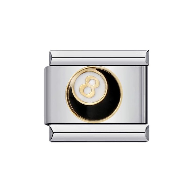 Magic 8 Eight Ball Charm Silver Italian 9mm Link Stainless
