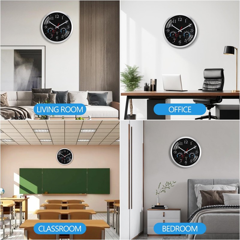 Ziprote Radio-Controlled Wall Clock, Radio-Controlled Wall Clock with Temperature Display