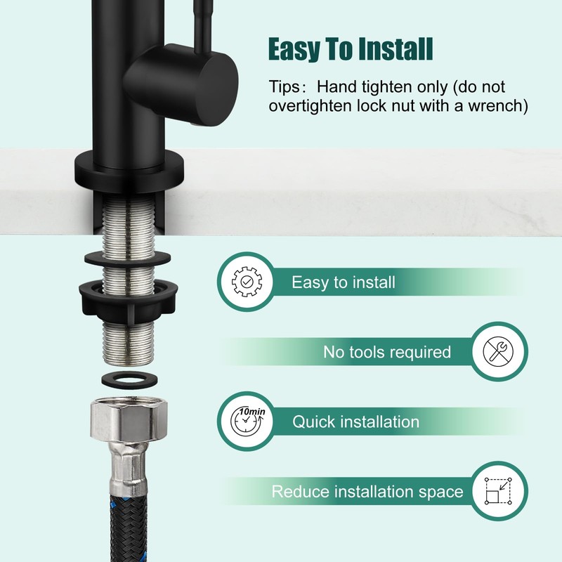 Heyalan Cold Water Only Kitchen Faucet Single Handle 1 Hole