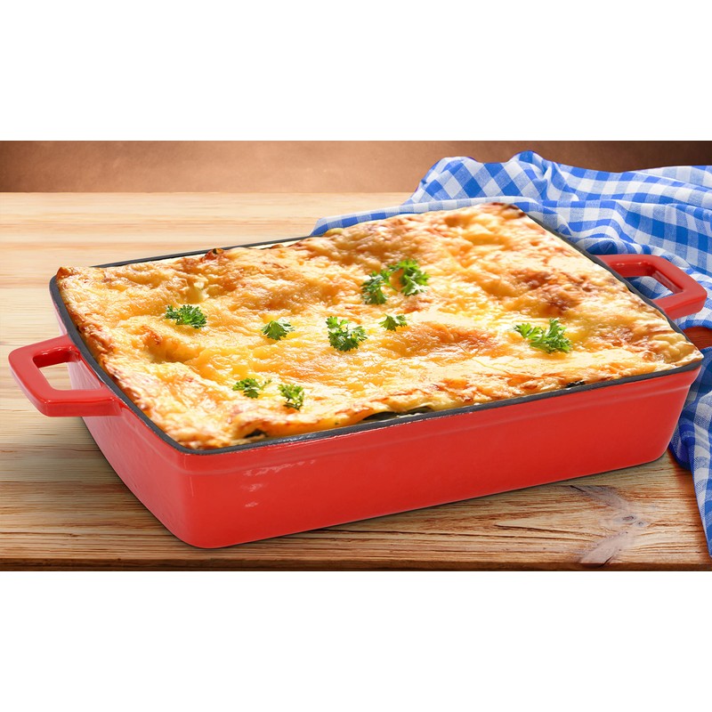 Eternal Living Enameled 13" Cast Iron Baking Pan Rectangular Lasagna