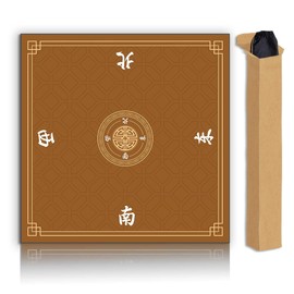 Mahjong Mat, Non-Slip Noise Reducing Game Mat, 31.5 Inch Mahjong Table Mat,Mahjong Mat with Cloth Bag and Carton Storage,Suitable for Mahjong, Dominoes, Solitaire and Other Games. (Orange)
