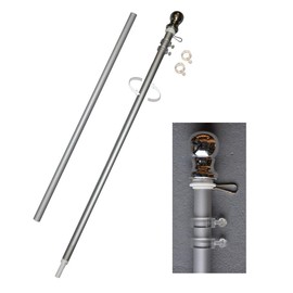 Sports Flags Pennants Company Aluminum 6' Foot Spinning Silver Flagpole for Grommet or House Flag