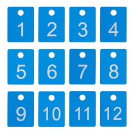 StayMax ABS Plastic Numbered Rectangle Key Tags ID Tags Number Disc with Hole (1-100, Blue)