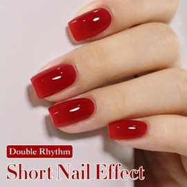 Double Rhythm 15ML Gel Polish Jelly Sheer Pastel Light Milky Color 1 PC 0.53 OZ Bottle UV Nail Polish Art Salon at Home for Women (Translucent Red-B-A1449)