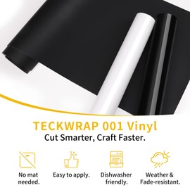 TECKWRAP Smart Permanent Vinyl, (13in x 14ft) - Adhesive Craft Vinyl - Matless Cutting & Easy to Apply for DIY Decal Projects with Maker 3 / Explore 3 Machines, Matte Black