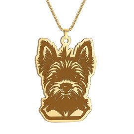 Cute Yorkshire Terrier Pendant Necklace for Men Women Stainless Steel Animal Jewelry Gift for Animal Lovers, Stainless Steel