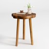 JOLLYMER Natural Teak Wood Live Edge Side Table 14.8" x
