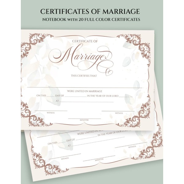 Certificate of Marriage: Notebook with 20 Fill-in-Ready Marriage License Certificates
