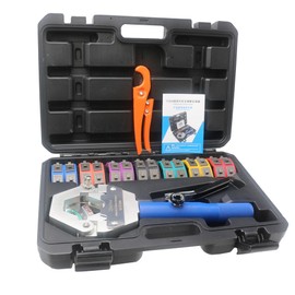Manual AC Crimping Tool Machine Hydra-krimp 71500 Hand-held Kit includes 7 Die Sets Pipe Cutter for Barbed & Beaded Hose Fittings-QIeeSten (QI-71500)