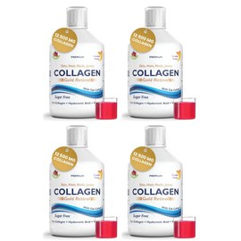 Premium Swedish Collagen, Hydolyzed 12500 mg Marine Collagen, Sugar-Free, Berry Flavour, 4 x 500 ml, Pack of 4