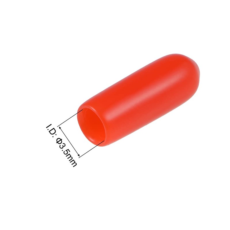 sourcing map Pack of 100 Rubber End Caps 3.5mm ID