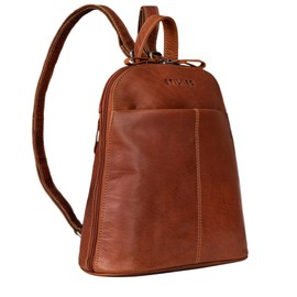 STILORD 'Olivia' Small Leather Backpack Ladies Vintage Handbag City Shopping Daypack Genuine Leather, Colour:Cannes - Brown