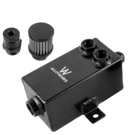 Cubuato Universal 1L 2 x 8AN Oil Breather Catch Tank Can W/ 10AN Filter & 10 AN Drain Aluminium Black Oil Catch Tank