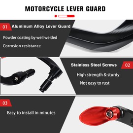 CHIFUN Motorcycle Lever Guard 7/8" 22mm Brake Clutch Lever Protector Aluminum Handlebar Hand Guard Replacement for Scooters Electric Bikes Dirt Bike ATV MX Enduro Motorcross(Red)