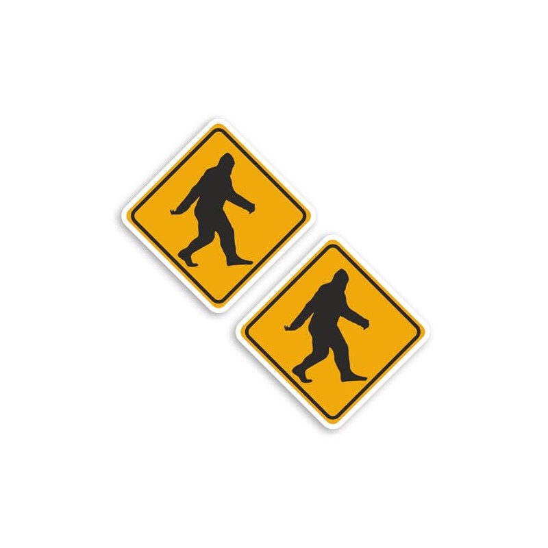 2 x 10cm Warning Bigfoot Sign Vinyl Stickers - Yeti