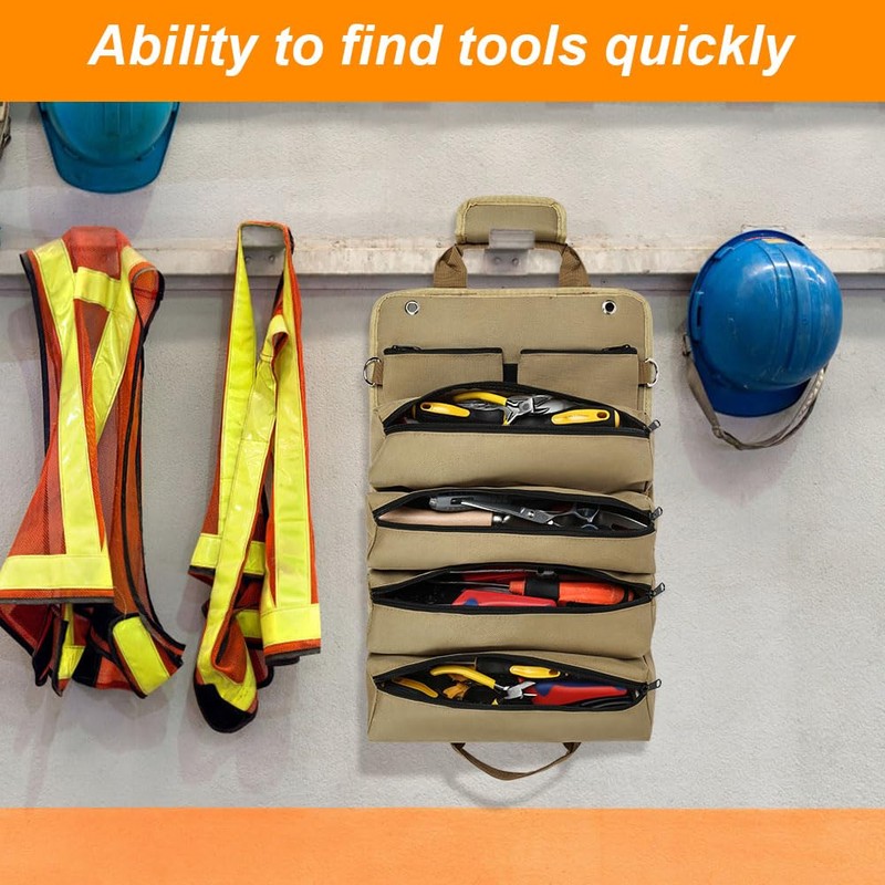 Adiwo Tool Roll Bag, Tool Roll Pouch with 4 Zip