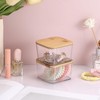 2 Packs Square Q Tip Holder with Lid Clear Plastic