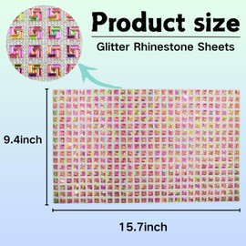 PEARLY JUN Rhinestone Sheets Self Adhesive AB Color Rule 15.7 * 9.4 Inch Glitter Diamond Bedazzled Iron on Rhinestones Trim Strips Hot Fix Bling Sticker DIY Car Mirror Wedding Graduation Decoration