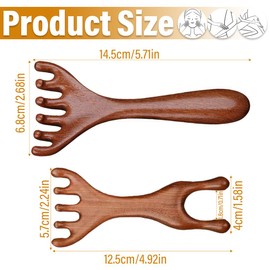 Wooden Comb, Pack of 2 Wooden Combs, Coarse Wide Comb for Curls, Wood, Multi-Purpose Scalp Gua Sha Comb, Sandalwood Comb, Antistatic Comb, Handmade Wide Teeth Combs, High-Quality Wood Curls Comb