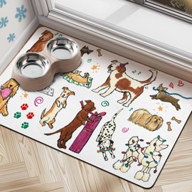 Dog Cat Food Mat for Floors - Absorbent, Quick Dry, Non-Slip Bowl Mat for Food and Water - Pet Accessories and Supplies