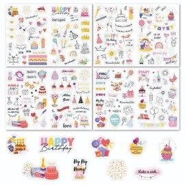 Lilbitty 4-Piece Birthday Sticker Set, Pink, Stickers for Photo Album and Guest Book, Party Decoration for Children and Adults, Scrapbook Stickers for Invitation and Gift Wrapping