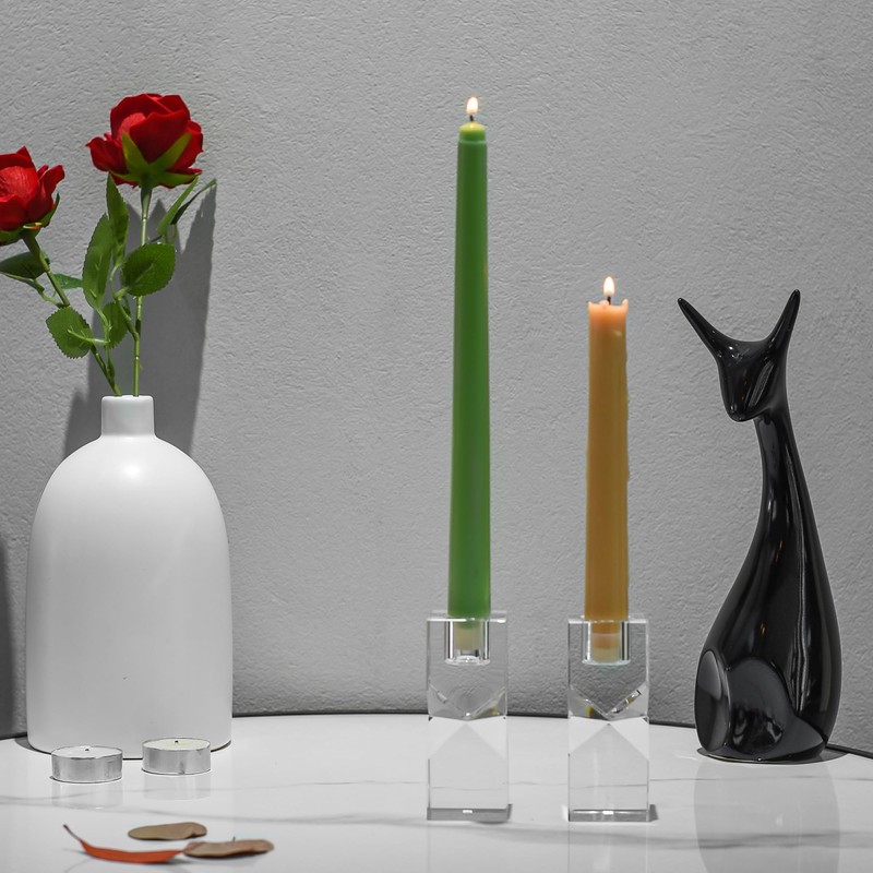 DONOUCLS Home Crystal Candlestick Holders Pack of 2 Clear Crystal