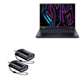 BoxWave Cable Compatible with Acer Predator Helios 16 - USB-C to A PortChanger (2-Pack), USB Type-C OTG USB Portable Keychain - Slate Black