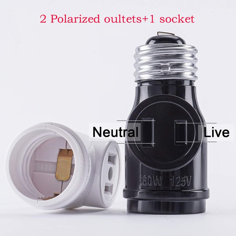YCSSSD Light Socket to Plug Adapter, 2 Outlet Light Socket
